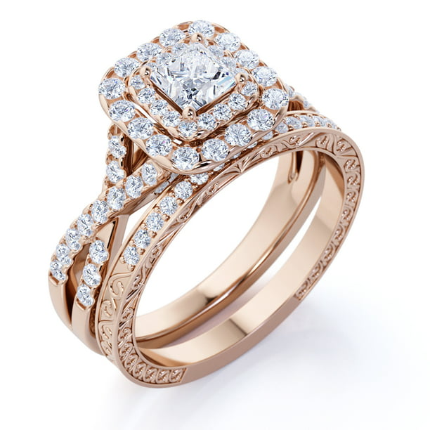 10K Rose Gold Engagement /Wedding Band Pave Diamonds ETERNITY STYLE WOMENS RING